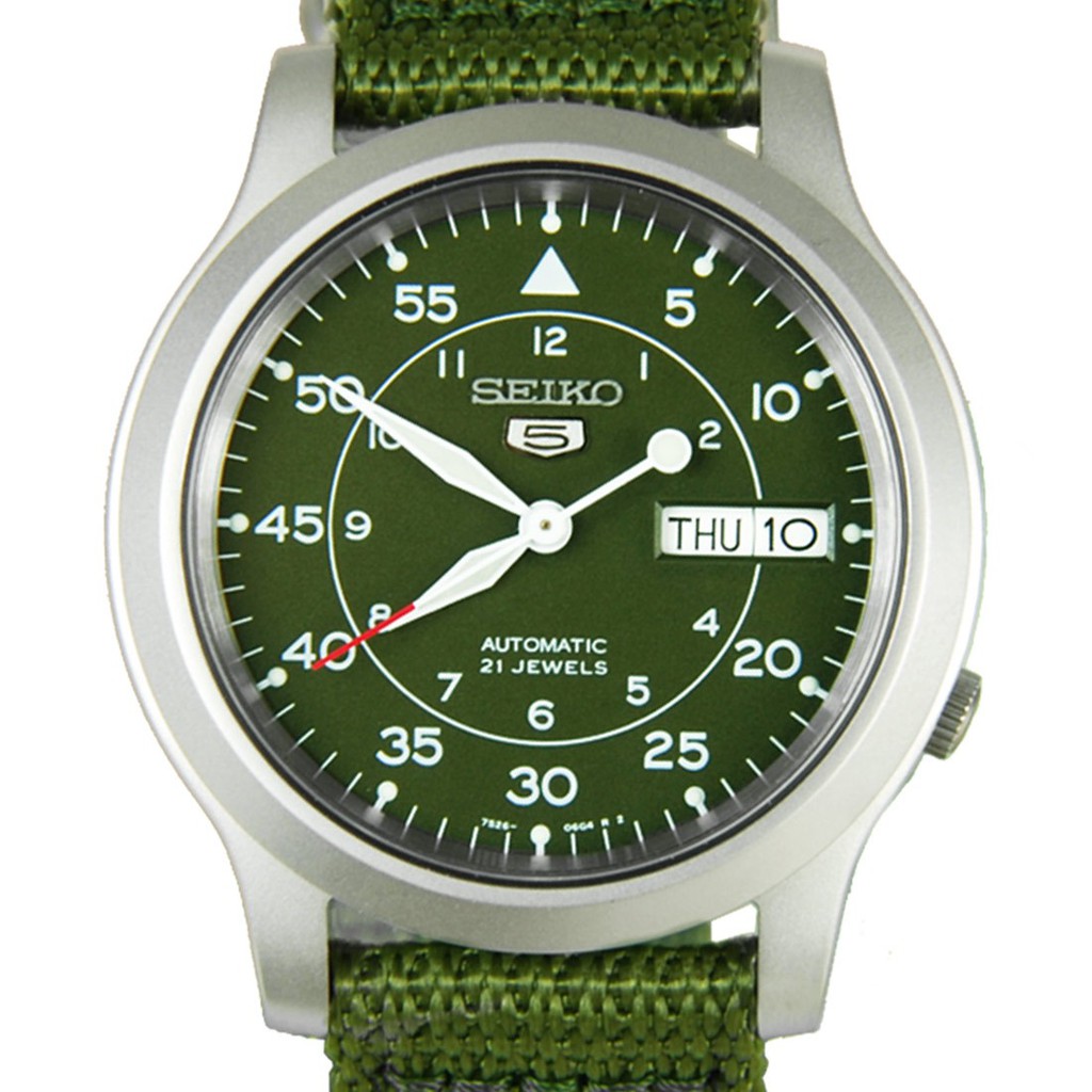 Seiko 5 Automatic SNK805K2 Green Dial &amp; Nylon Strap - Jam Tangan Pria SNK805