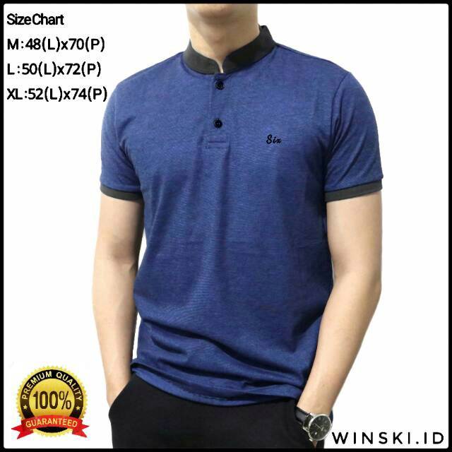 Winski Kaos  Polo  Shirt Premium Original  Blue Navy Kaos  
