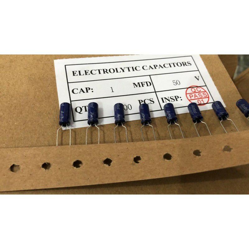 100Pcs Capacitor Elco 1uf 50v Kapasitor Elko 1uf 50v