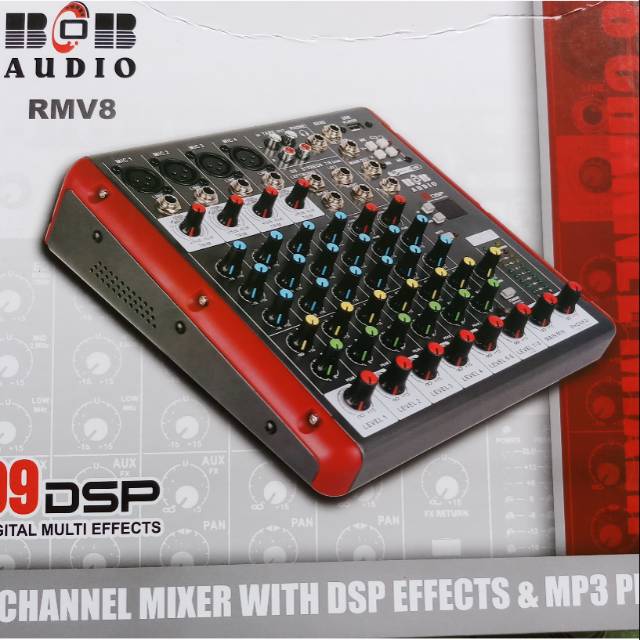 Mixer audio 8 channel effect 99dsp &amp; mp3 player rmv8 bob