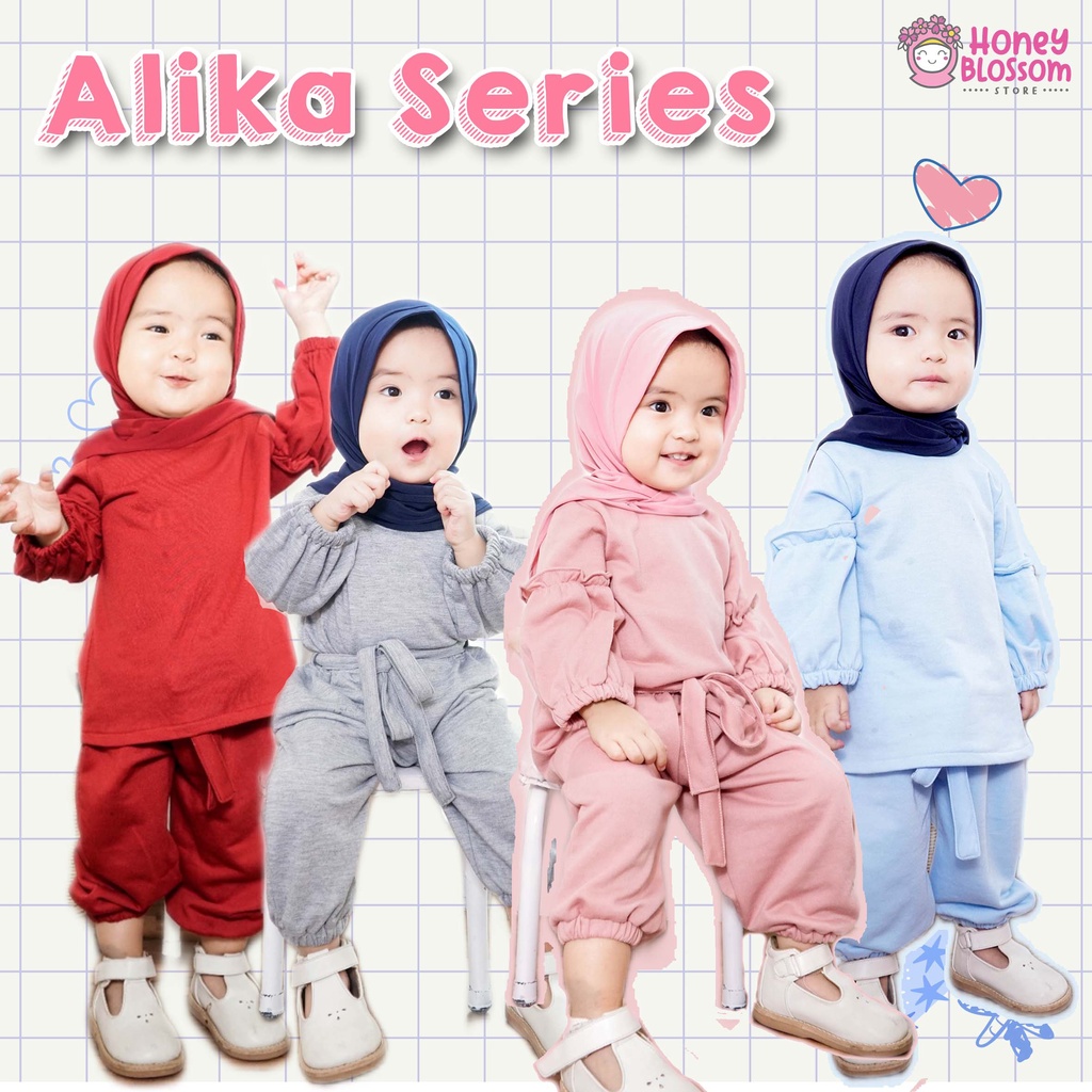 HoneyBlossom One Set Anak Perempuan Salur / Baju Muslim Anak Perempuan Alika Vol.3