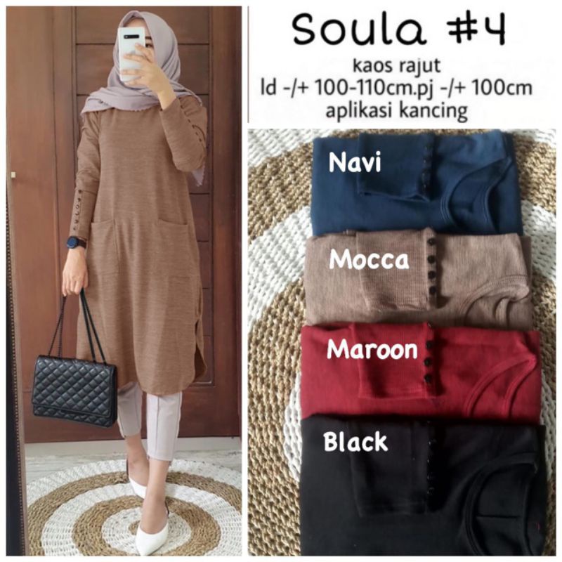 Soula Tunik / Solia Tunik - Tunik Kaos Rajut Premium / LD100 Melar / Soula 5 / soula 4 / R.3 - 251-6022