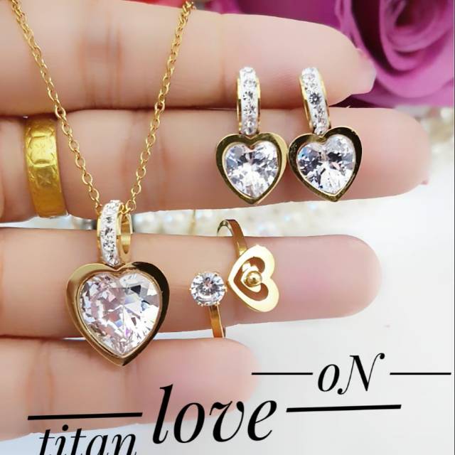 Titanium set perhiasan lapis emas 24k 25004