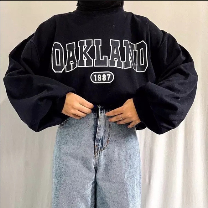 SWEEPER - TERLARIS BASIC SWEATER OAKLAND SWEATER PRIA &amp; WANITA M-XL BAHAN FLEECE