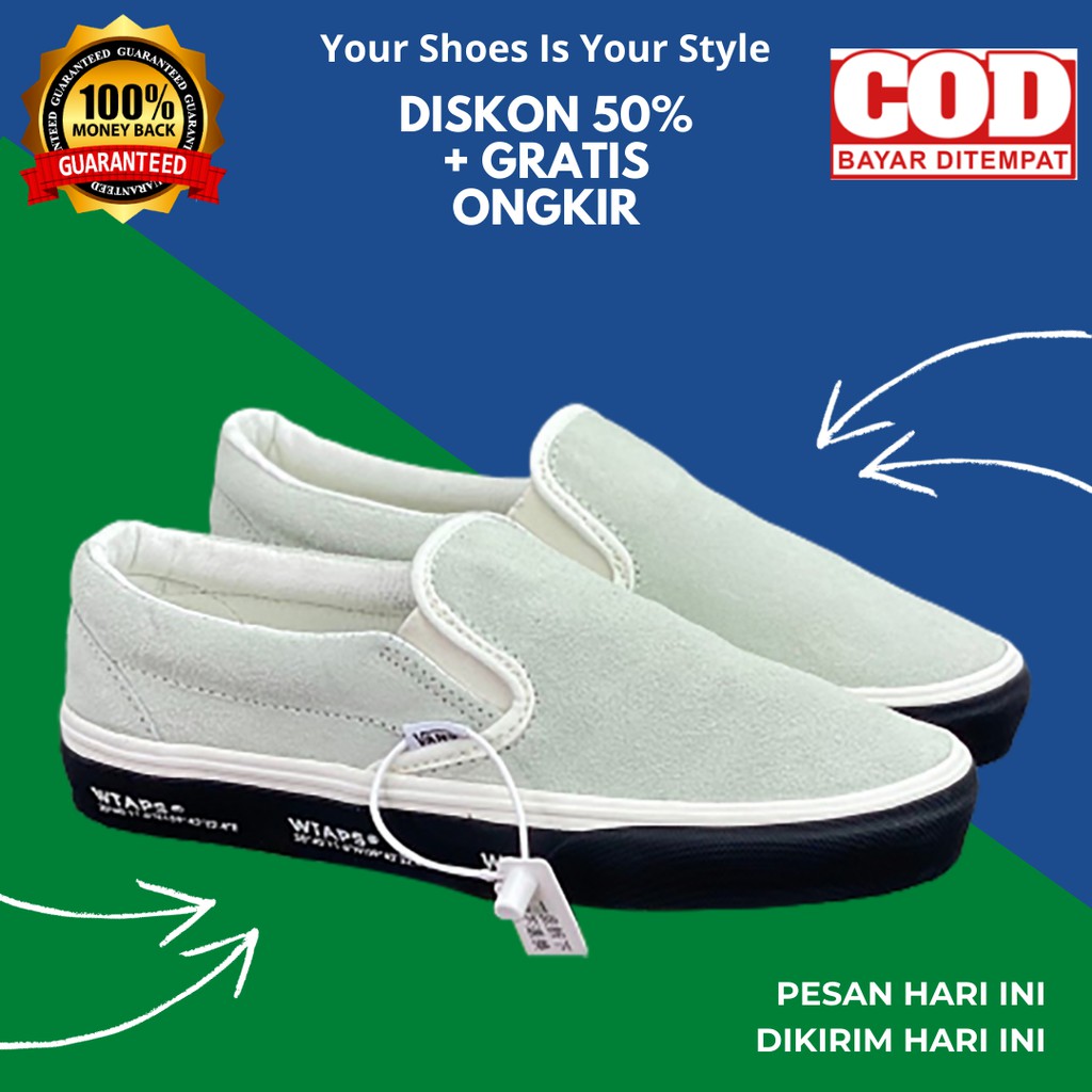 (BISA COD) VANS SLIP ON OG WTAPS GPS WHITE BLACK WAFFLE DT BNIB / VANS SLIP ON PREMIUM / SLIP ON