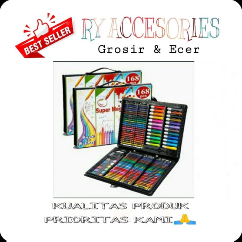 

RY - art set crayon 168pcs pensil warna super Mega art set anak anak lukisan stationery melukis / crayon Art set isi 168 pcs spidol crayon / pensil set menggambar