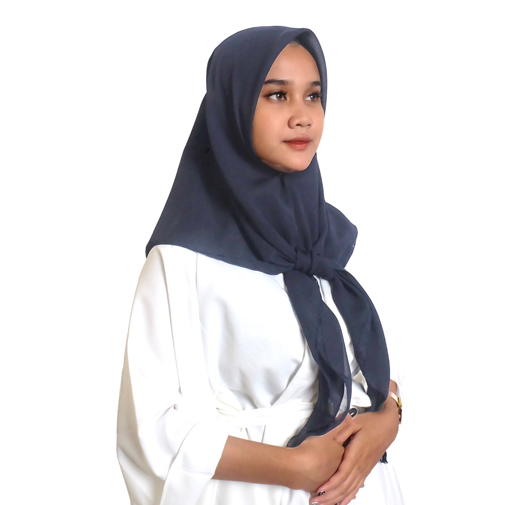 Maula Hijab - Kerudung Segi Empat Bella Square Jilbab Segiempat Paris Polos Premium-Navy