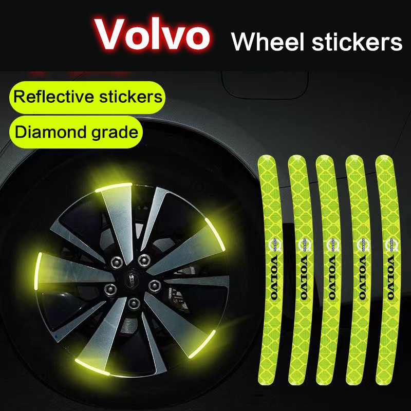 20Pcs Volvo stiker peringatan stiker reflektif roda mobil untuk V40 S60 S90 740 S70 XC90 XC60 940 XC40 S80 V50