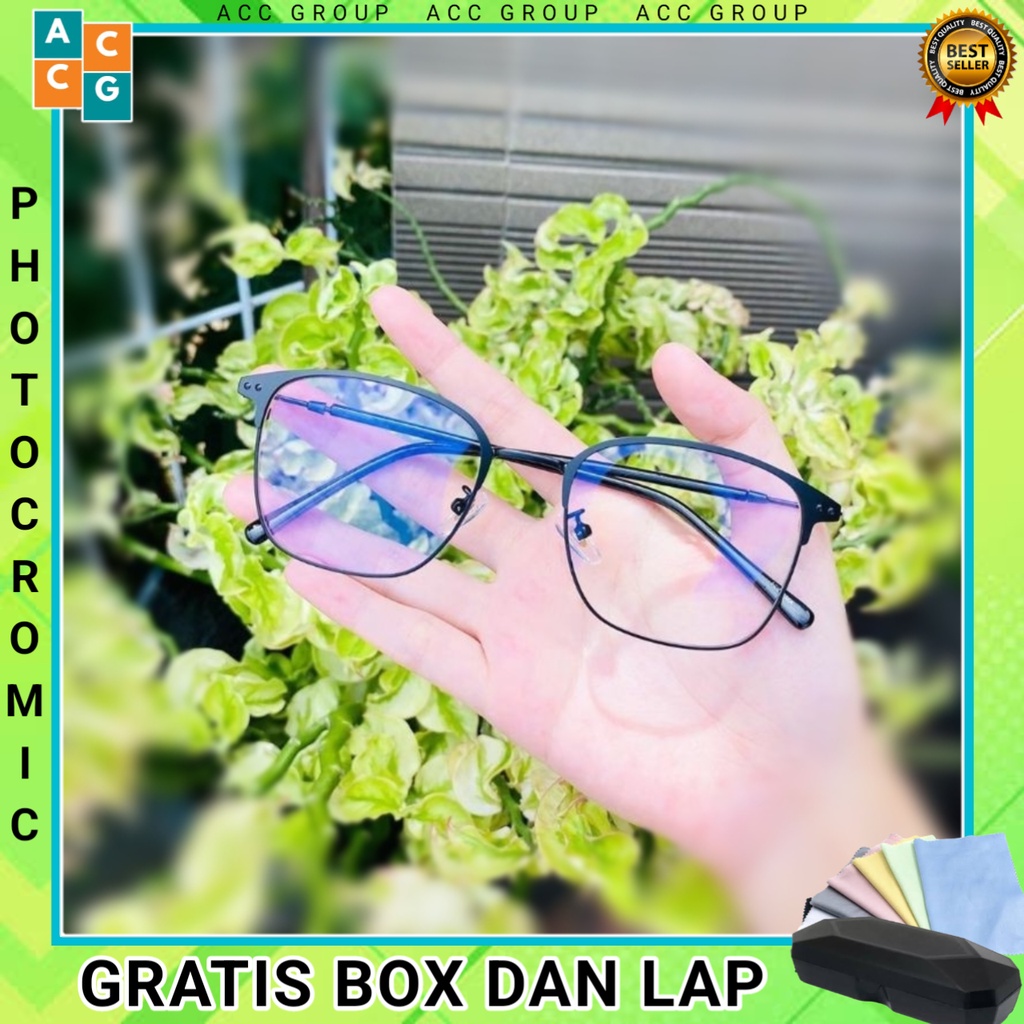 PHOTOCROMIC FREE BOX DAN LAP KACAMATA BLUERAY ANTIRADIAISI PHOTOCROMIC UNISEX WANITA PRIA IMPORT