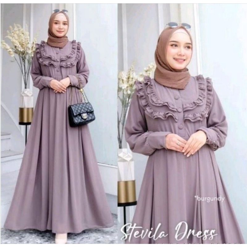 DRESS MUSLIM WANITA GAMIS STEVILLA CERUTY BABYDOLL VONS