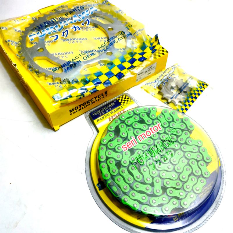 Gear set rantai merah Fukukawa genuine part R15 V3 f 428H/128H 48-14t