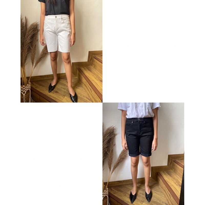 loft short pants denim- white/black