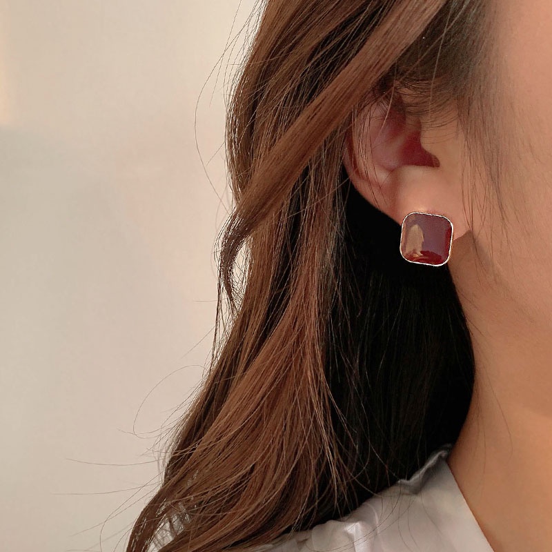 Anting Tanpa Tindik Warna Hitam Kopi Aksen Mutiara Gaya Retro Korea Untuk Perempuan