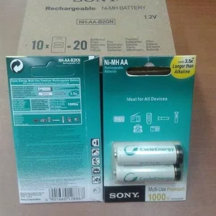 Baterai sony AA 1900mAh charger cycle energy - 2pcs