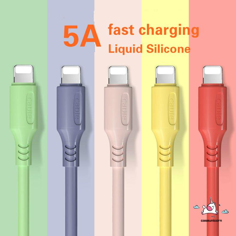 Kabel Data/Charger Usb Tipe C Fast Charging 5a Bahan Silikon Warna Macaron Untuk Iphone/Android