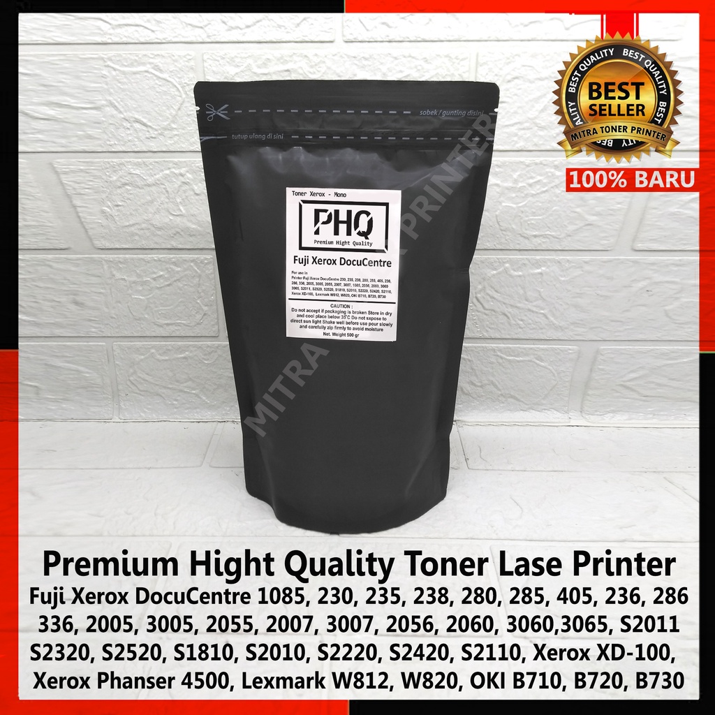 Serbuk Toner Fuji Xerox DocuCentre 1085,1055, 3065, 230, 235, 238, 280, 285, 2005, 3005, 2007, 3007, 2060, 3060, S2011, S2320, S2520, S2010, S2220, S2420,  Phanser 4500