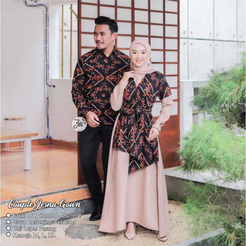 Baju Lebaran Jesna Gown Seragam Batik Seragam Keluarga Batik Kombinasi Gamis Terbaru Shopee Indonesia