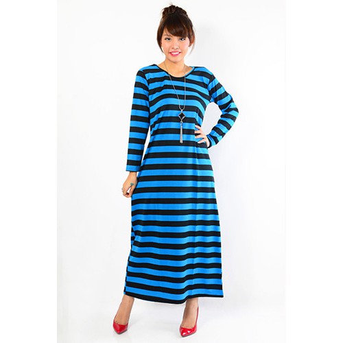 Okechuku Dress gamis Corak salur tangan panjang - Aila