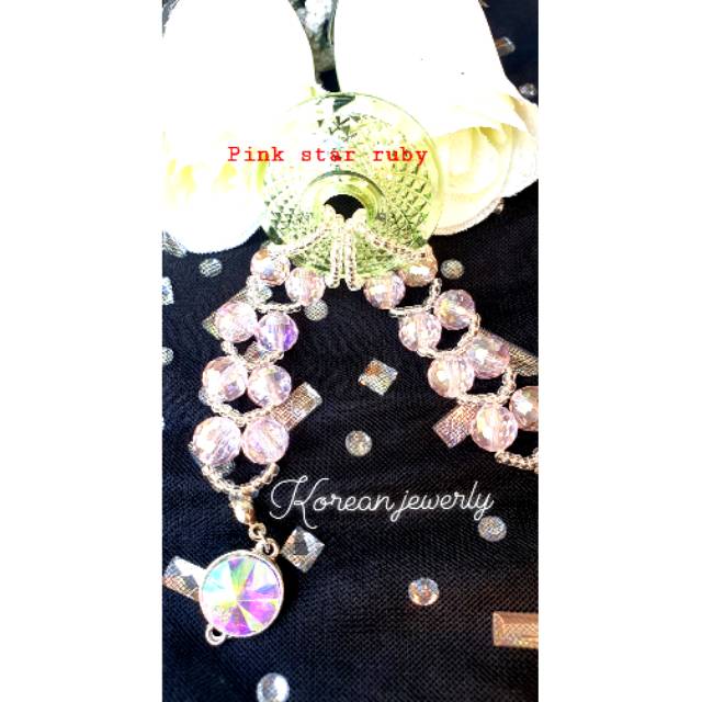 Gelang untuk biomini terbuat dari crystal swarovski asli gelang korea gelang kristal gelang hongkong