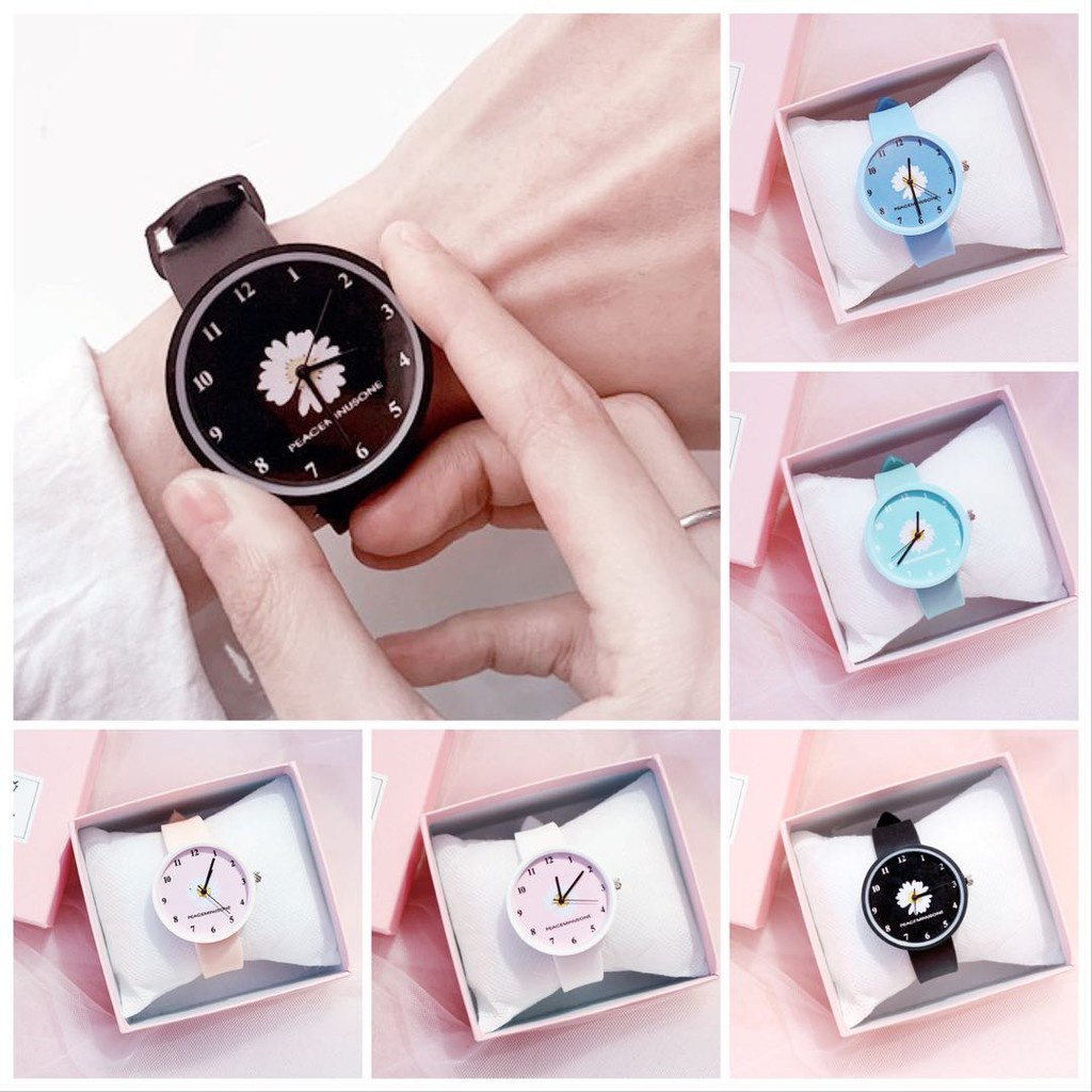 ✅Grosir Jam Senen - Jam Tangan Quartz Analog Korea Motif Bunga Daisy Untuk Wanita / Jam Tangan Bunga Import