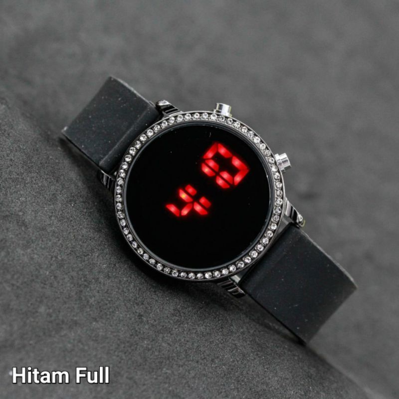 Jam Led permata bulat free gift box