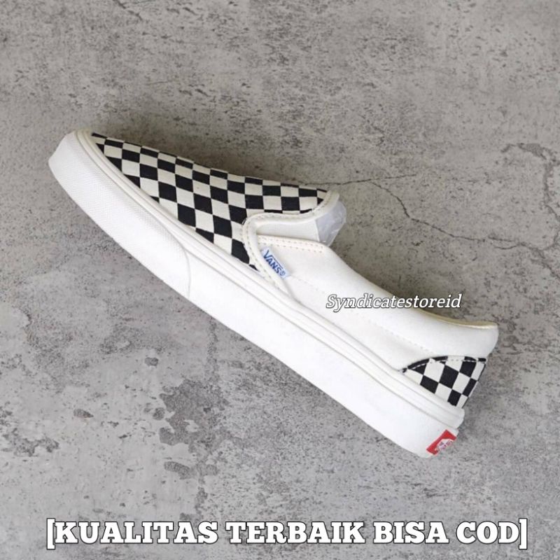 SEPATU VANS SLIP ON CHECKERBOARD OG 100% IMPORT PREMIUM BNIB Black White Sepatu vans sepatu catur slip on catur sepatu vans sneakers vans sepatu pria