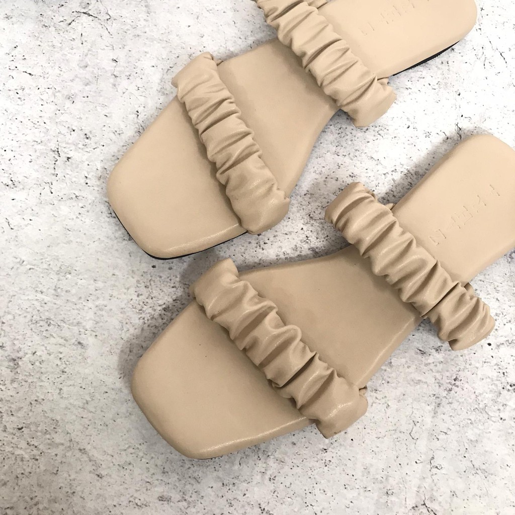SCRUNCHIE SANDAL (DOUBLE) - sendal selop slip nyaman teplek wanita heels hak sandal wanita
