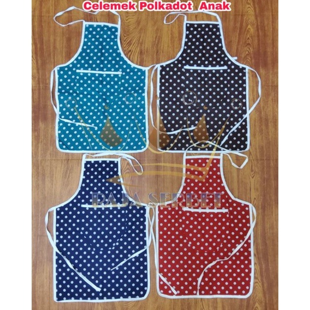 CELEMEK ANAK KAIN  / APRON ANAK POLKADOT