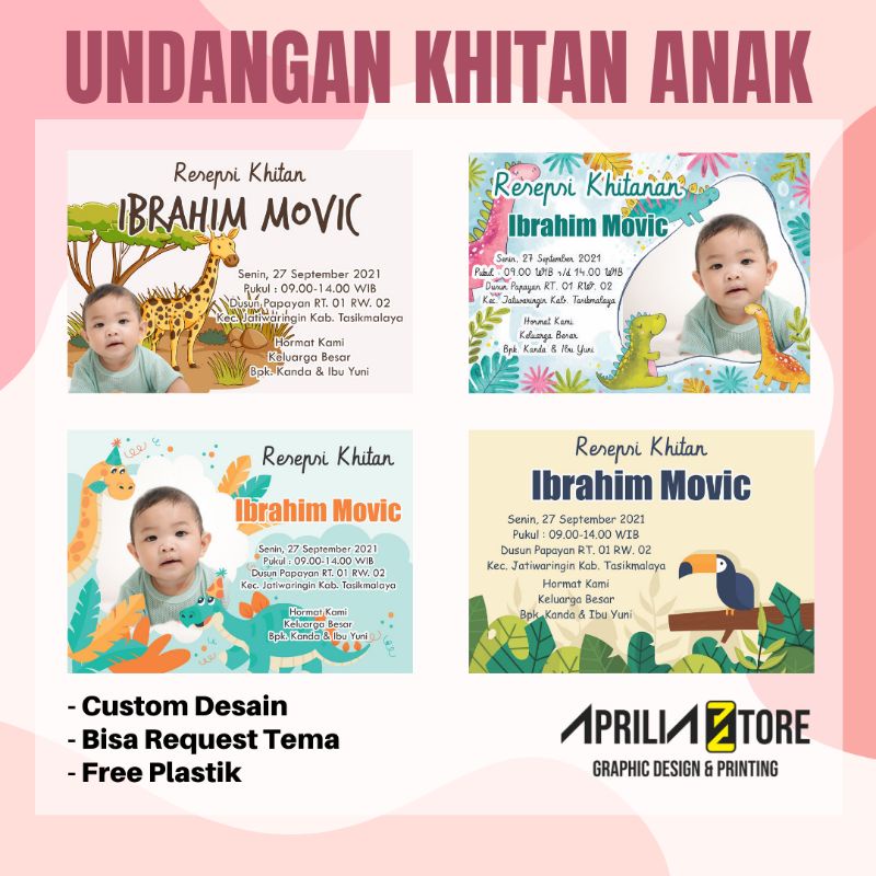 Undangan Khitan Anak Murah Custom Karakter dan Foto
