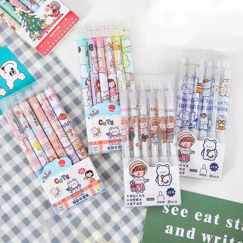 READY STOCK BISA COD CUTE 6 PEN GEL RETRACTABLE PULPEN MEKANIK TINTA HITAM LUCU KARAKTER KARTUN HEWAN FANCY ANAK PEREMPUAN KAWAII DEKORASI AESTHETIC GAYA REMAJA SEKOLAH KOREA MURAH VIRAL UNIK IMUT IMPOR BERKUALITAS ELEGAN SIMPLE ANIME CETEK WARNA PINK SET