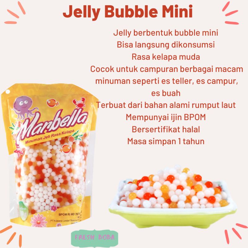 

Minuman jelly topping bentuk bubble mini rasa kelapa muda