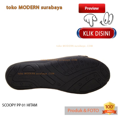 Sepatu wanita casual kerja sekolah slip on flat SCOOPY PP 01 HITAM