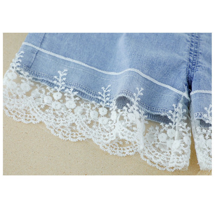 KF Cat Setelan Anak Perempuan Celana Jeans Pendek + Kaos  Lucu Bahan Cotton Import Umur 9bln -3 tahun Sets-7