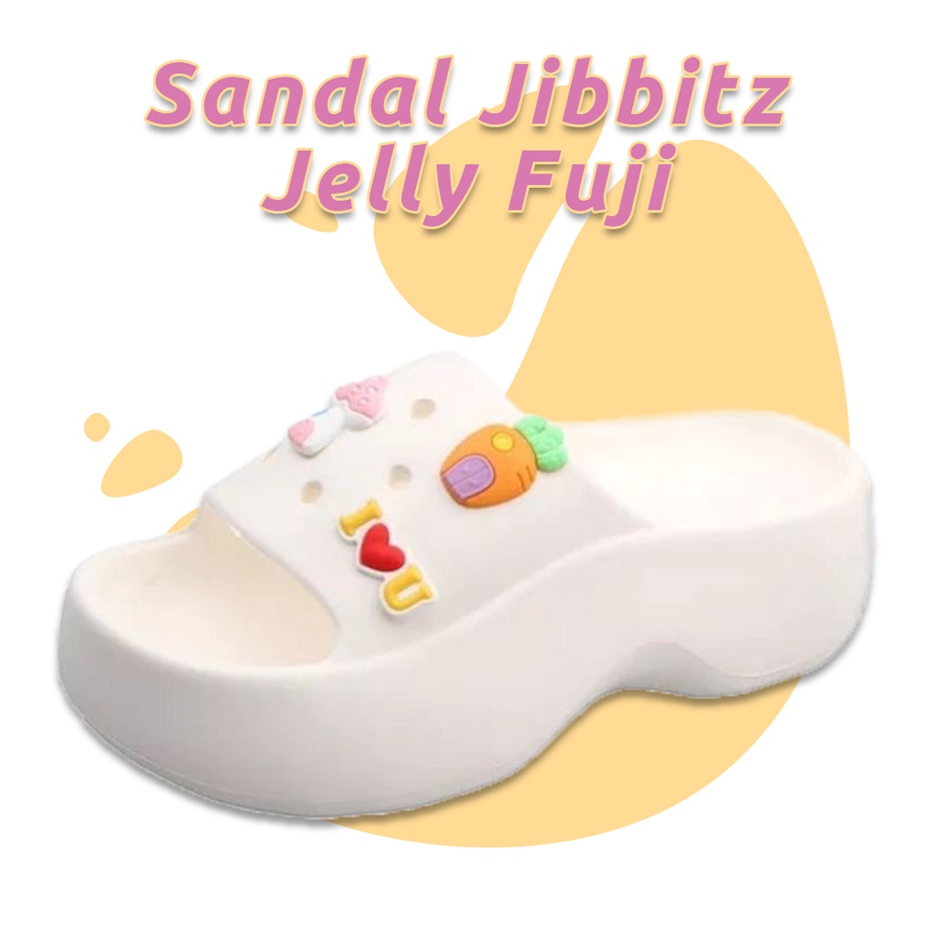 Sandal Sendal Wanita Korean Style Fuji Balance Trend Tebal & Tinggi ( Soft Color ) Viral Jibbitz Kar