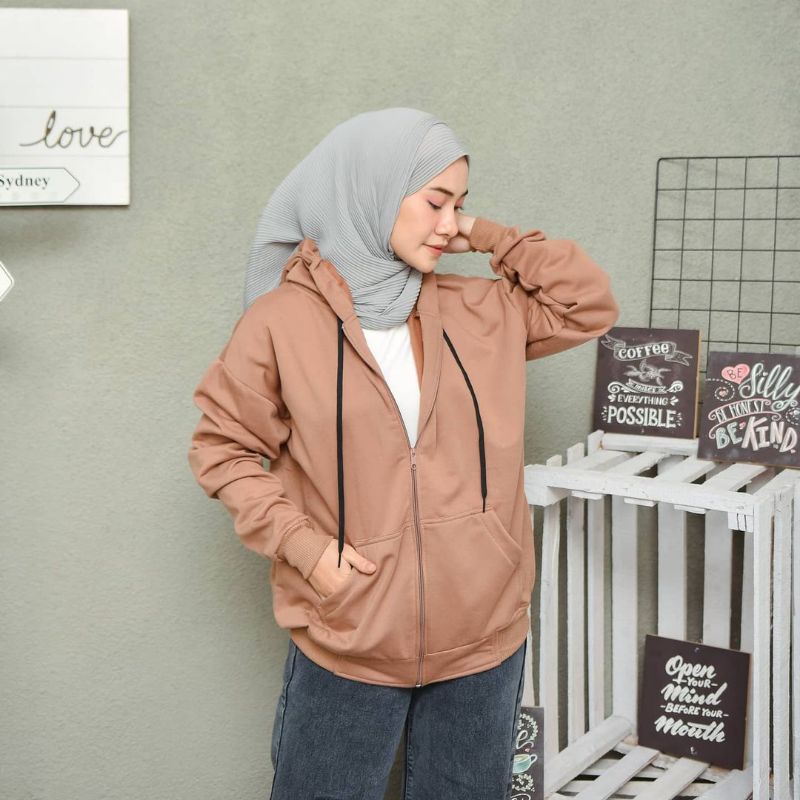 Jaket Polos Sweater Hoodie Zipper Wanita Pria BIG SIZE XXL LD 130 Hot Item Best Seller Trend