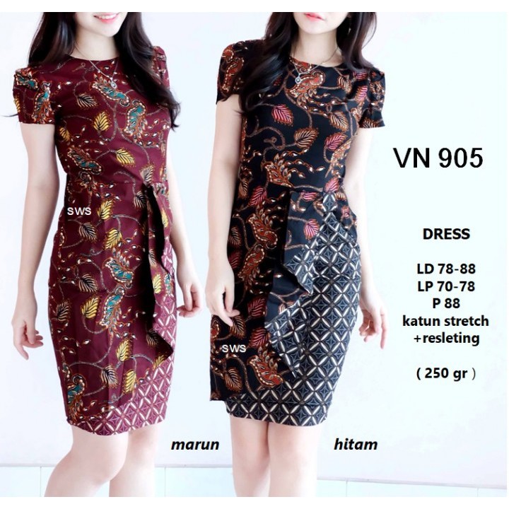 Aldera Dress Batik Midi Sepan Wanita Modern Vn Shopee Indonesia