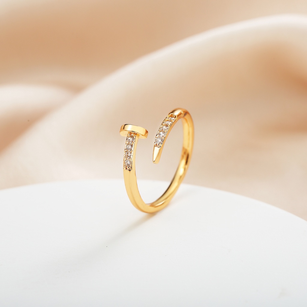 Y463 [COD✔] Paku Cincin Berlian Kristal Stainless Steel Rose Gold Perak Fashion Wanita Pernikahan Rings