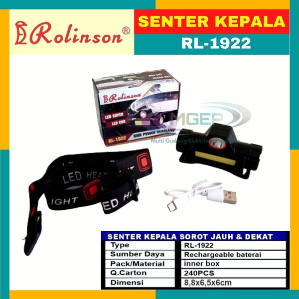 Rolinson Senter Kepala RL 1922  Sorot Jauh Dekat Headlamp Super Murah