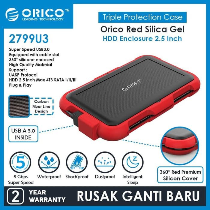 ORICO 2799U3 red silica gel 2.5Inch Triple-Protection HDD Enclosure