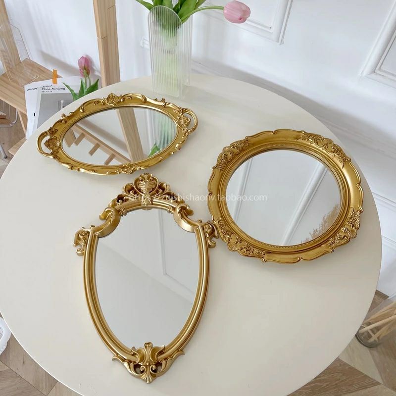 Luxury mirror gold tray, Eropa tray, aesthetic tray ,Gold tray, vintage tray, mirror tray, oval tray