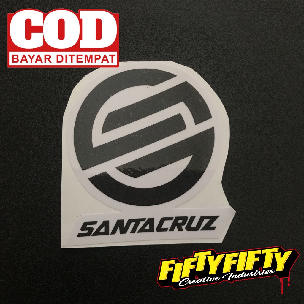 Stiker Print Cut SANTACRUZ LOGO Stiker Printing Laminasi Glossy Stiker Motor Mobil Helm Sudah Membentuk Pola Desain