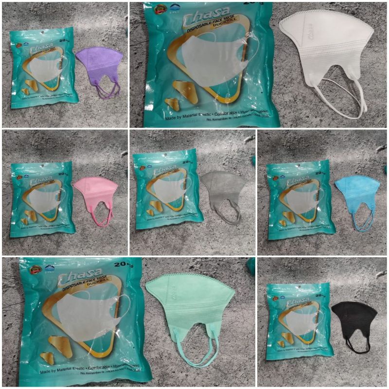 HYGENIC PACK 20 PC - MASKER CHASA DUCKBILL EMBOS GARIS WARNA KEMENKES