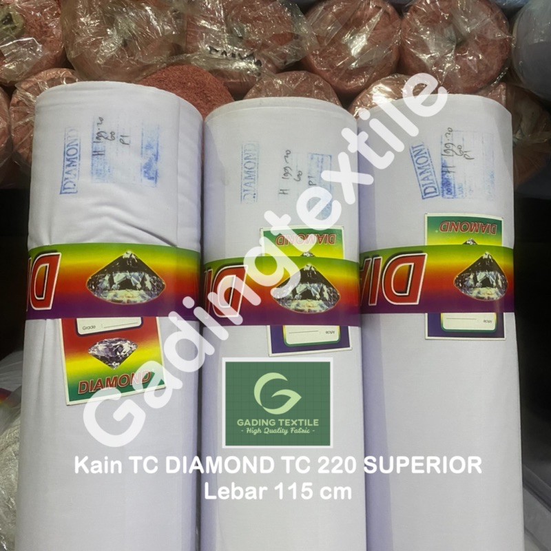 ( per setengah meter ) Kain katun jepang putih TC 220 DIAMOND SUPERIOR meteran lebar 115 cm bahan baju kemeja hem seragam sekolah sd smp sma kerja dinas gamis koko ihram ihrom putih spanduk lukis pecel lele sablon mori kafan kerudung krudung jilbab hijab