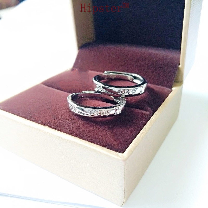 Korean Style Retro Simple Graceful Carved 1314520 Digital Romantic Couple Couple Rings