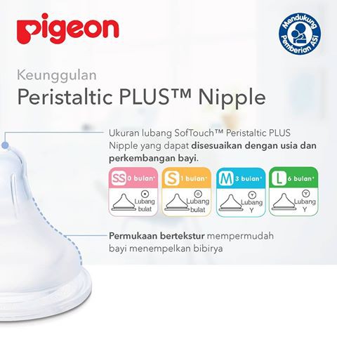 PIGEON - BOTOL SUSU WIDE NECK SOFT TOUCH PERISTALTIC PLUS / BOTOL SUSU BAYI