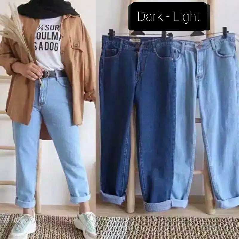Celana Panjang Boyfriend Jeans Wanita Premium (kain TEBAL)