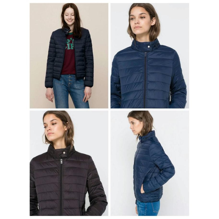 YUK BELI JAKET PULL & BEAR NYLON QUILTED JACKET ORI WOMAN WITH HOODIE - BLACK KEKINIAN