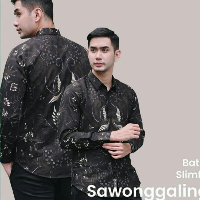 SAWONGGALING KEMEJA BATIK SLIMFIT Lengan panjang katun