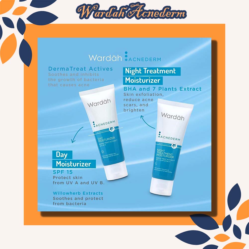 Wardah Acnederm Series Cleanser Toner Day Night Cream Acne Pore Blackhead Gel Face Powder  Sabun Waj