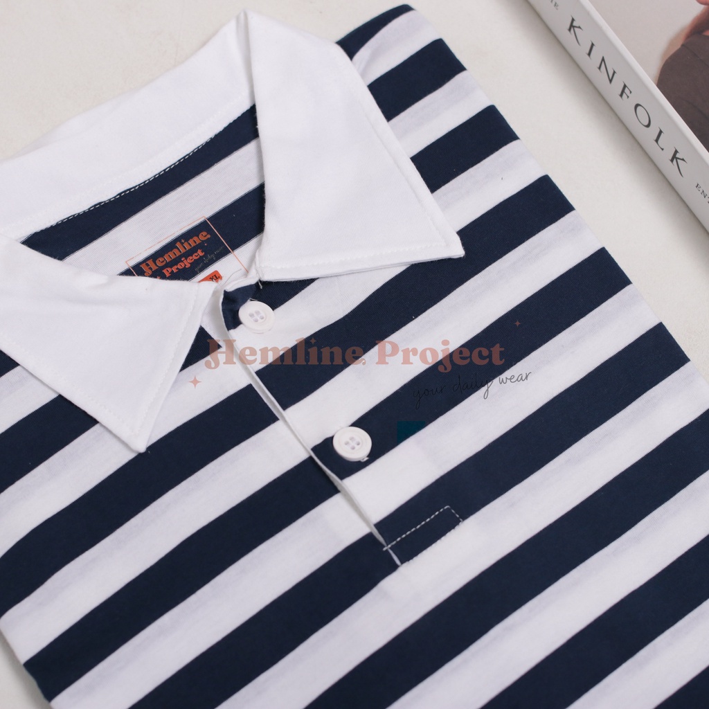 Hara Navy Oversized Stripe Top